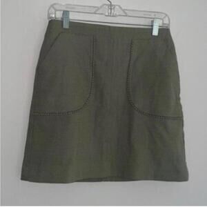 Loft Outlet Petites Green Pencil Skirt Trimmed Pockets Career Work Basic